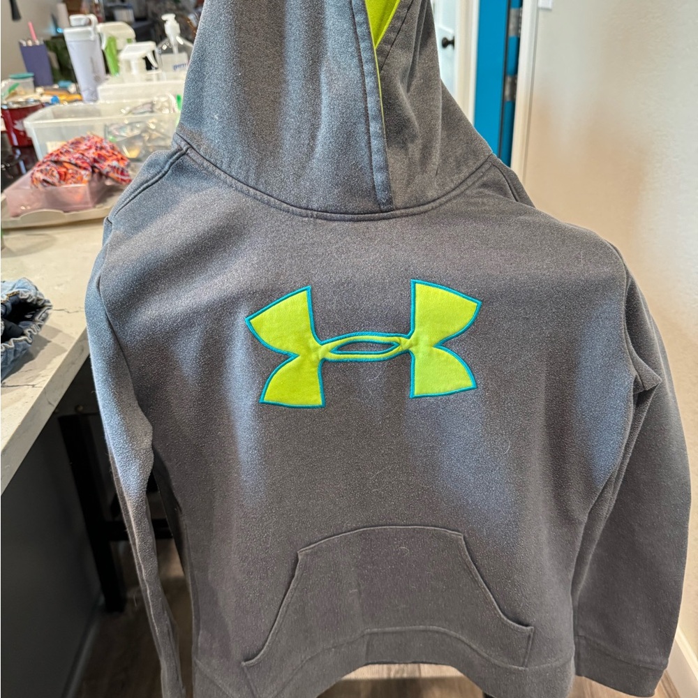 Under Armour Gray Hoodie with Neon Green Logo